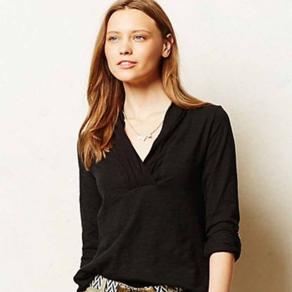 Anthro Deletta Black Mecene Top, M - Picture 2 of 14